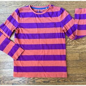 Mini Boden Boys' Orange and Purple Striped Shirt Size 8-9